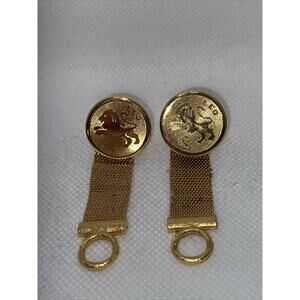 Vintage Dante Leo Zodiac Gold Tone Wrap Around Cufflinks